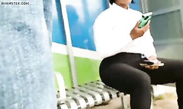 Chocolate Goddess Flashes Her Big Ass at the Bus Stop