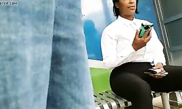 Chocolate Goddess Flashes Her Big Ass at the Bus Stop