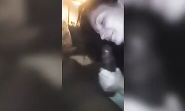 Brunette MILF Gives Deep Throat Blowjob to BBC Daddy