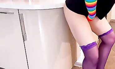 Amateur Kitchen Blowjob and Deep Throat Orgasm