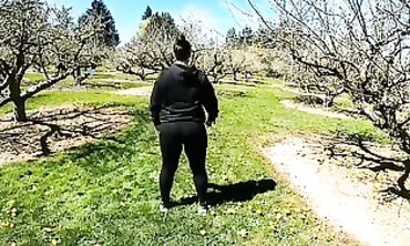 MILF Workout in See-Through Latex Outdoors