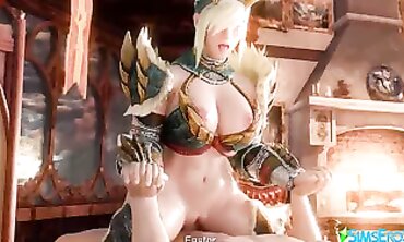 Monster Hunter Bimbos Ride Hard in 3D Animation