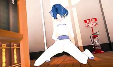 Sailor Moon Ami Mizuno Slow Masturbation and Squirt in Library
