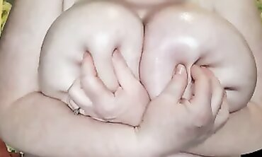 Oily BBW JJJEWEL Squeezes Big Tits and Begs for Cum