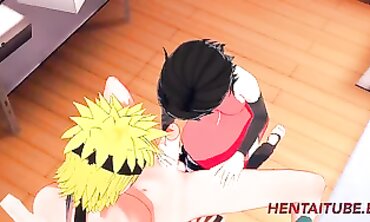 Sarada Cosplay Gives Naruto a Hand and Blowjob
