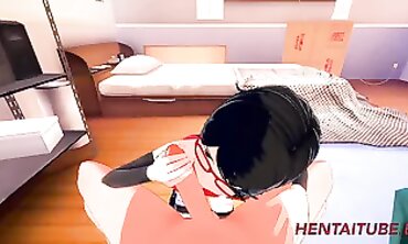 Sarada Cosplay Gives Naruto a Hand and Blowjob