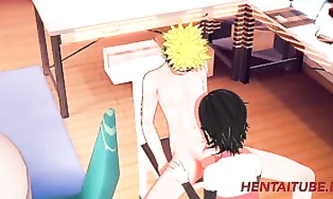 Sarada Cosplay Gives Naruto a Hand and Blowjob