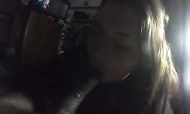 Plus-Size Brunette Gives Deep Throat to Black Trunk