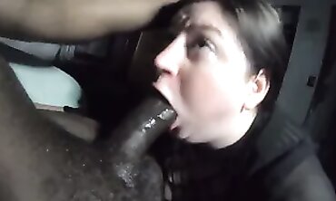 Plus-Size Brunette Gives Deep Throat to Black Trunk