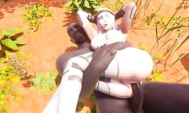 Redhead Gets Double Interracial Creampie in the Jungle