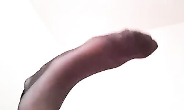 POV: Sonia Purple's Naked Feet and Stocking Soles Get Covered in Cum