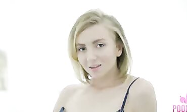 Skinny Ash-Blonde Stella Plays With Vibrator In Panties