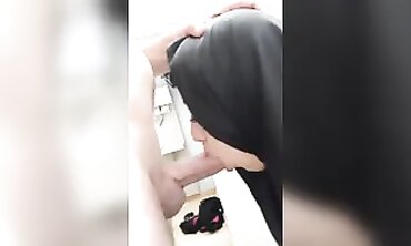 French Hijabi Swallows and Deepthroats a Big Cock