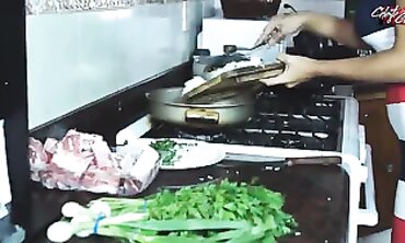 Blonde Latina MILF Gets Anal Sex While Cooking