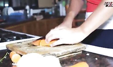 Blonde Latina MILF Gets Anal Sex While Cooking