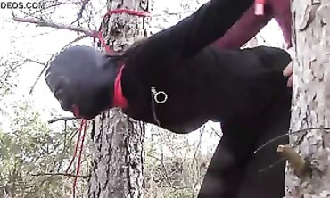 Petite Latina Bound in Stockings for Public Outdoor Fuck