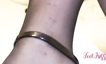 FeetKissa in Red Nylon Stockings with Sex Toy Part 2
