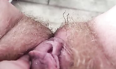 Redhead Caught Pissing on the Front Porch