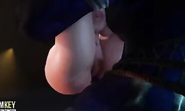 Hairy Babe Gets Double Penetrated by Giant Monster Cock
