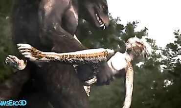 Skyrim Werewolf and Argorian Maiden in Passionate 3D Animation