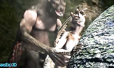 Skyrim Werewolf and Argorian Maiden in Passionate 3D Animation