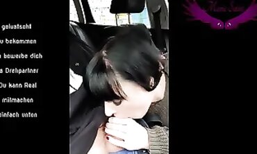 Busty German Throats Cock in Car Before Getting Caught