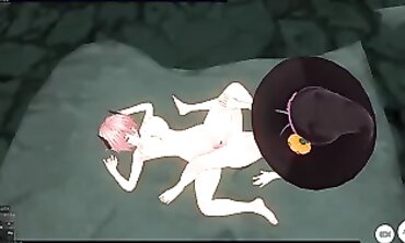3D Hentai Yuri: Pumpkin Bimbo Throat Fuck