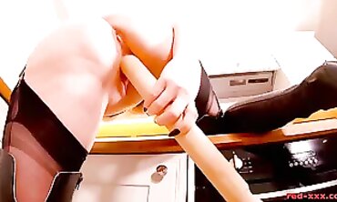 Crimson HARDCORE Kitchen Masturbation with Vibrator