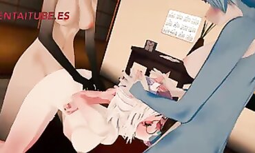 Uncensored Futanari Threesome: Head Boned and Romped
