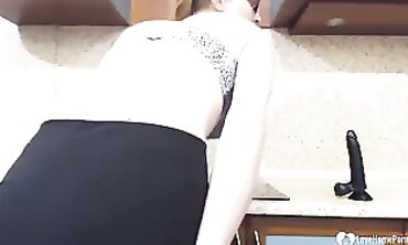Blonde Step-Mom Masturbates With Vibrator In Stockings
