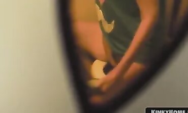 Skinny Neighbor Caught Masturbating in the Restroom