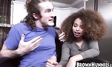 Petite Ebony Cecilia Lion Takes a Huge Cock