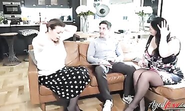 AgedLove: Rough British MILF Threesome with Granny