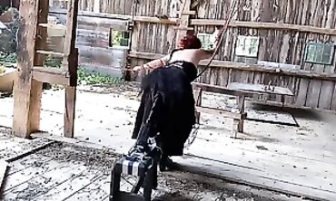 BBW MILF Banged by Machine in a Barn