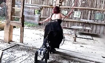 BBW MILF Banged by Machine in a Barn