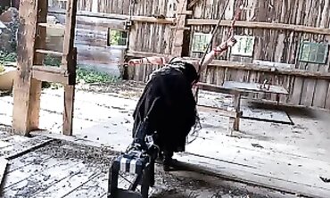 BBW MILF Banged by Machine in a Barn