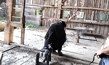 BBW MILF Banged by Machine in a Barn