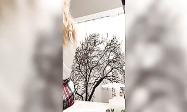 Petite Blonde MILF Gets Self-Conscious in Solo Shower