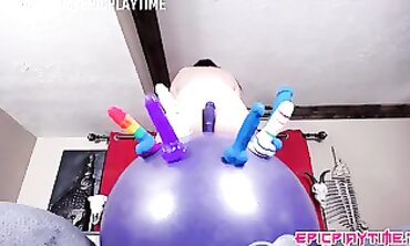 POV Solo College Babe Masturbates on Playground Hopper Ball