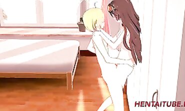 Genshin Impact Cosplay: Amber Takes a Rough Creampie