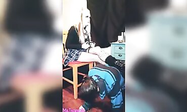 Ms Trample: Blonde MILF Foot Fetish Chair