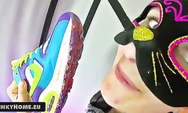 Blonde Foot Fetish: Eating Sneakers in BDSM Discipline