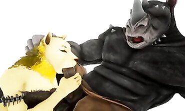 Unshaved Anal Mega-Bitch Takes Monster Cock in 3D