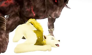 Unshaved Anal Mega-Bitch Takes Monster Cock in 3D