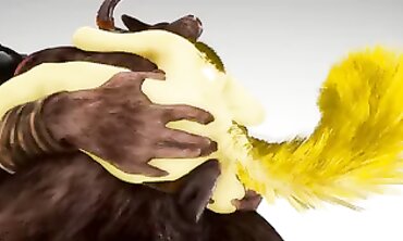 Unshaved Anal Mega-Bitch Takes Monster Cock in 3D