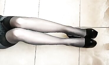 Sexy Secretary in Nylon Tights and High Stilettos