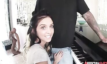 barely legal Brunette Pianist Takes Deepthroat From Bizarre Stud