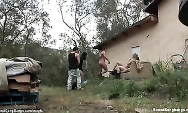 Platinum-Blonde Chastity Lynn Gangbanged Outdoors