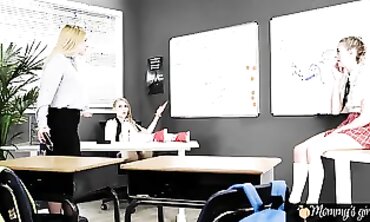 Princess Stepsisters Get Slapped by Their MILF Stepmom at College