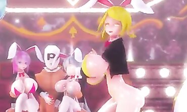 MMD Animated: Bunny Nymph Drilled by the King in Rough Latex Bondage